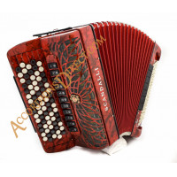 Scandalli Air I C chromatic C system 120 bass 4 voice red button accordion. Midi options available.